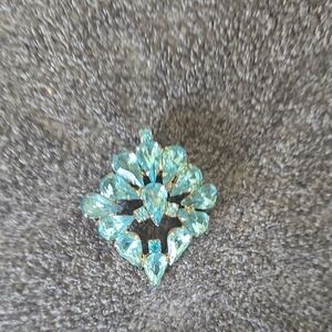 Teardrop Aqua Crystal Statement Brooch - Unbranded